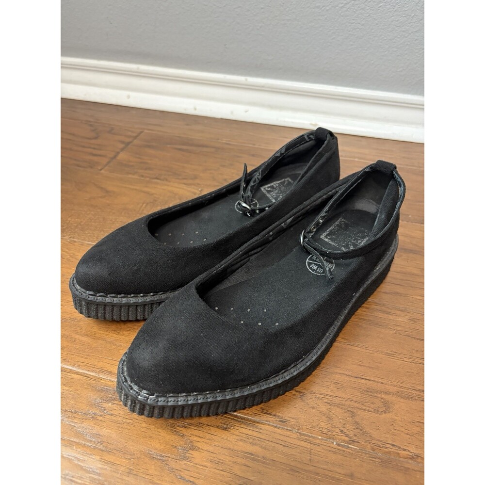 TUK Black Fabric Mary Jane Platform Shoes Women’s Sz8/EU 39 Rockabilly Goth